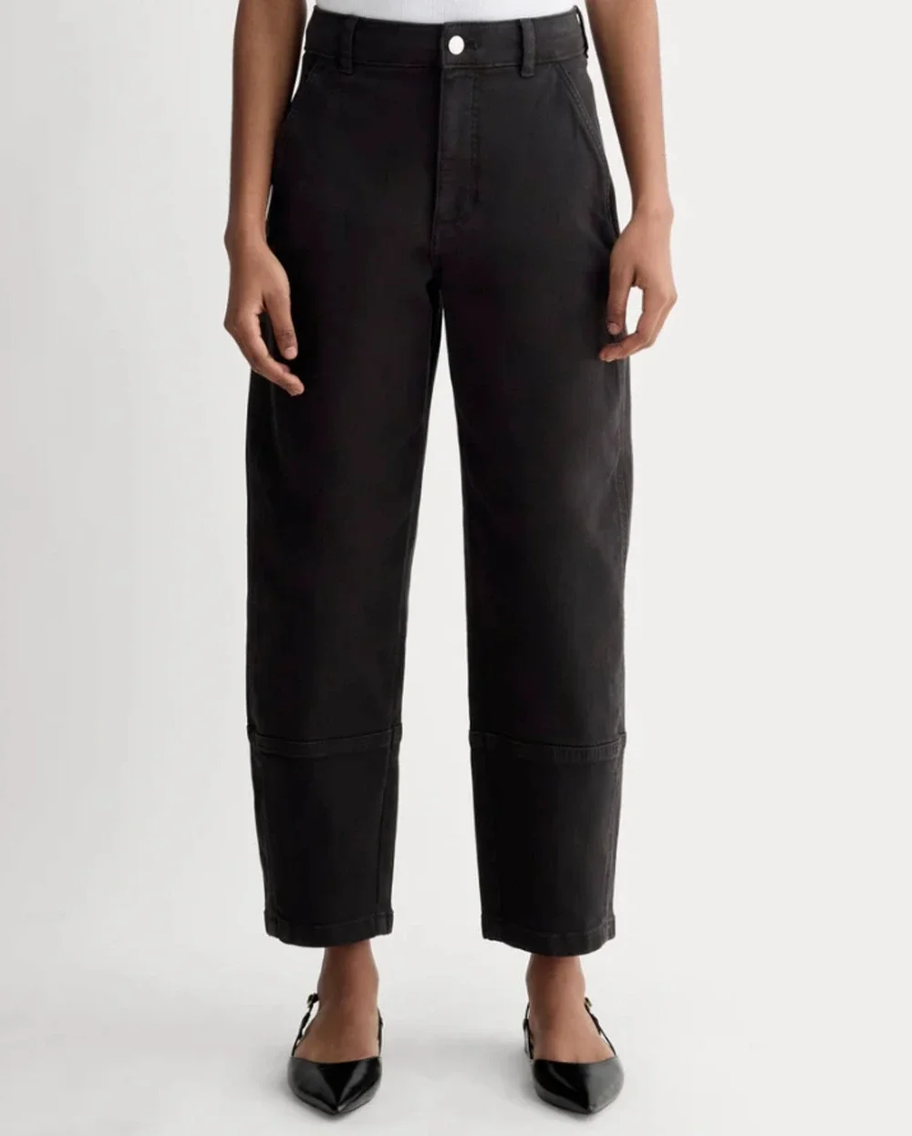 EVERLANE Women's The Utility Barrel Pants Size 12 TALL Black Cotton Twill NWT